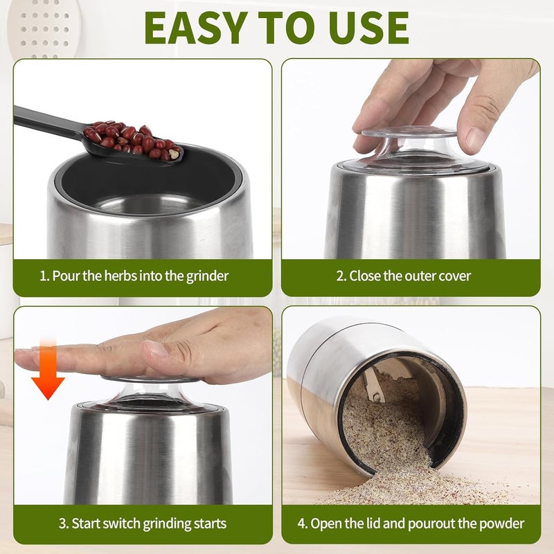 Perfekitsup Spice Grinder, Coffee Grinder, 200 w Electric Herb Grinder,Configuration Stainless Steel Body and Blade,with Cleaning Brush - Image 5